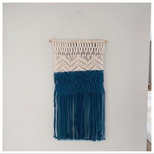 Hanging Macrame Handmade Blue Dip Dyed Wall Decor